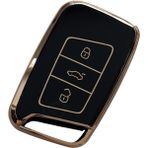 Kasey Volkswagen Passat B8 Skoda Superb Kodiaq Uyumlu Smart Kumanda Anahtar Kılıfı Oto Anahtarlık Siyah Gold - Siyah - Gold