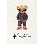 Kashton: Cahier personnalisé avec prénom Kashton | Cadeau d'anniversaire pour enfant, garçon, homme, copain ... | Nounours | 110 pages lignée, Petit Format 6x9 pouces (15,24 x 22,86 cm)