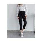 KAŞİHA Beli Kemerli Düz Paça Zr Model Havuc pantolon Siyah