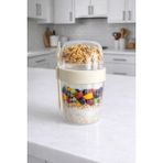 Kaşık Çatallı Diyet ve Yoğurt Kabı Yulaf Müsli Atıştırmalık Diyet Saklama Kabı - 600 ml - Krem