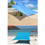 KAŞIKBEY BeachZelt Gölgelik Tente Plaj Şemsiyesi Katlanır Bahçe Kamp Piknik Güneşlik Şemsiye 200x30cm Mavi
