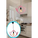 KAŞIKBEY Kettle Çaydanlık Sarkıt Avize Modern Tekli Avize Retro Mutfak Cafe Otel Restaurant Tavan Lamba Çaycı - 1 - Pembe