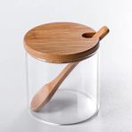 Kaşıkla Cam Kavanoz Modern Mutfak Baharat Kavanoz Ev Cam Baharat Şişesi Tuzluk Gıda Dağıtıcı Cam Konteyner Kutusu Biber Biber Pot (Yurt Dışından) - Spice - Renkli