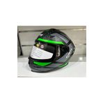Kask Crn Fs-867 Mat Black/Grey/Green Gunes Vızorlu