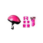 Kask Dizlik Dirseklik Koruyucu Set Pembe