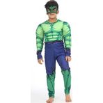 Kaslı Hulk Kostümü + Göz Maske - Yeşil Dev Kostüm - Dolgulu Hulk Cosplay
