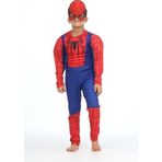 Kaslı Spiderman Kostümü + Göz Maske - Örümcek Adam Kostüm - Dolgulu Spiderman Cosplay