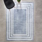 Kaşmir Halı Sare Frame Gray Yıkanabilir Kaymaz Taban 100x200 cm Halı