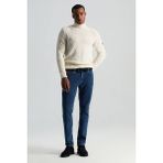 Kaşmir Karışım Kışlık Mavi Denim Pantolon - Mid Blue - 36