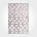 Kassidy Geometrik Gri Bambu Dikdörtgen Akrilik Kolay Temizlenen Yumuşak Makine Salon Halı-I-Cr-Royal-14683K-100x300