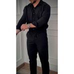 Kastrioti Keten Gömlek - 01-Siyah - 2XL