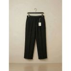 Kastrioti Pile Detaylı Relax-Fit Baggy Keten Pantolon - Siyah - M