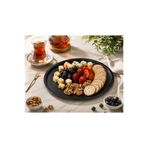 Kasva Concept 1 Adet Metal Yuvarlak Çay, Kahve, Pasta Servis Tepsisi Dekoratif Sunum Tepsisi Siyah 22 Cm