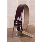 Kasva Deri Bordo Rugan Deri Kemer 3.5 cm Erkek Cinsiyet İçin Şık Tasarım ve Yüksek Kalite - 115 cm