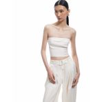 Kat Detaylı Viskon Straplez Crop Bluz