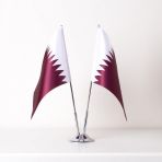 Katar 2Li Masa Bayrağı Saten Kumaş Dijital Baskı 15X22,5 Cm