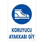 Katar Market Koruyucu Ayakkabı Giy Uyarı Levhası