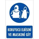Katar Market Koruyucu Elbiseni ve Maskeni Giy Uyarı Levhası