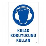 Katar Market Kulaklık Koruyucunu Kullan Uyarı Levhası