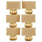 Kate Aspen Fall Decor mini altın kabak masa kartı tutucu (6 adet), Şükran Günü masa dekorasyonu, sonbahar temalı düğünler, gelin buketleri için mükemmel