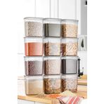 KATE HOME 12 Adet 24 Parça 2 Litre Dikdörtgen Erzak Bakliyat Saklama Kabı Seti 20 Etiket Hediyeli