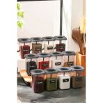 KATE HOME 12'li 450ml Etiketli Ve Kilitlenebilir Kendinden Kaşıklı Baharatlık Seti - 25 Adet Etiket Hediye