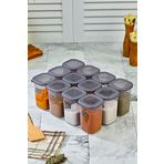 KATE HOME 12'li Etiketli Ve Sızdırmaz Kapaklı Baharatlık Seti - 450ml - 25 Adet Etiket