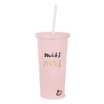 Kate Spade New York Kapaklı ve Pipetli Akrilik Gelin Bardağı, 597 ml Gelin için Bardak, İnce Çift Duvarlı Bardak, Bayan Bayan (Siyah)