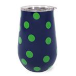 Kate Spade New York Yalıtımlı Paslanmaz Çelik Şarap Bardağı, 16oz Çift Duvar Bardak, Kapaklı Mavi Sapsız Seyahat Kupası, Sonnet Dot