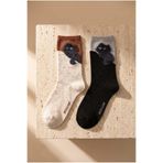Katia & Bony 2'li Kedi Desenli Soket Çorap Siyah Mix, 35-38, 22501G3032, Siyah MİX, kadın