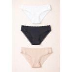 Katia & Bony 3'lü Dantelli Basic Slip Külot Siyah/Beyaz/Nude, 2XL, 22503W3010, Siyah/Beyaz/NUDE, kadın