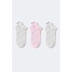 Katia & Bony 3'lü Paket Kız Çocuk Soft Bambu Step Çorap Beyaz/Beyaz/Pembe - 9 - 12