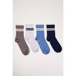 Katia & Bony 4 lü Paket Şeritli Erkek Spor Soket Çorap - 39 - 42 - 450-Mavi