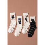 Katia & Bony 4'lü Paket Kedi Kız Çocuk Soket Çorap 9-12 Yaş, 9-12 Yaş, 12601G2003, Desenli, kız-çocuk