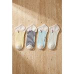 Katia & Bony 4'lü Paket Kız Çocuk Çizgili Flamingo Desenli Patik Çorap - Beyaz - 5 - 8 Yaş