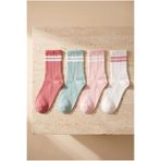 Katia & Bony 4'Lü Paket Şeritli Spor Soket Çorap Pembe Desenli 35-38, 35-38, 12301W3019, Pembe Desenli, kadın