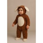 Katia & Bony Bebek Tavşan Kulaklı Kapüşonlu Peluş Tulum Kahverengi - 3 - 6 Ay