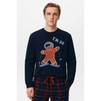 Katia & Bony Breadman Desenli Sweatshirt Pijama Üstü, XL, 22512M4006, Lacivert, Erkek