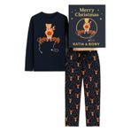 Katia & Bony Çocuk Geyik Desenli Yılbaşı Pijama Takımı 12-13 Yaş, 12-13 Yaş, 22512K2044, Lacivert, kız-çocuk