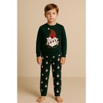 Katia & Bony Erkek Çocuk Santa Claus Yılbaşı Temalı Sweatshirt Pijama Üstü, M, 22512K2004, Yeşil, erkek-çocuk