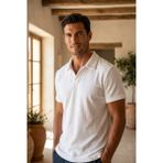 Katia & Bony Erkek Polo Yaka Havlu T-Shirt Beyaz - M