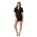 Katia & Bony Kadın Luxury Düğmeli Şortlu Pijama Takımı Siyah,M