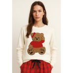 Katia & Bony Kadın Teddy Sweatshirt Pijama Üstü Ekru - XS