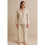 Katia & Bony Kadın Yılbaşı Temalı Pijama Takımı Ekru Xl