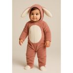 Katia & Bony Kız Bebek Tavşan Kulaklı Kapüşonlu Peluş Tulum Pembe - 6 - 9 Ay