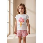 Katia & Bony Kız Çocuk Floral 3D Çiçekli Şortlu Pijama Takımı 6-7 Yaş, 6-7 Yaş, 12612K2003, Pembe, kız-çocuk