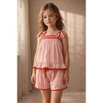 Katia & Bony Kız Çocuk Floral Outburst Kurdeleli Şortlu Pijama Takımı 8-9 Yaş, 8-9 Yaş, 12612K2001, Pembe, kız-çocuk