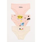 Katia & Bony Kız Çocuk Kedi Desenli 3'lü Slip Külot Açık Pembe, 8-9-yas, 22503K2005, AÇIK PEMBE, kız-çocuk