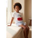 Katia & Bony Kız Çocuk Mediterranean Kiraz Işlemeli Şortlu Pijama Takımı, 6-7 Yaş, 12612K2008, Beyaz, kız-çocuk