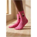 Katia & Bony Teddy Desenli Lastiksiz Modal Soket Çorap, Standart, 12501G1013, Pembe, kadın